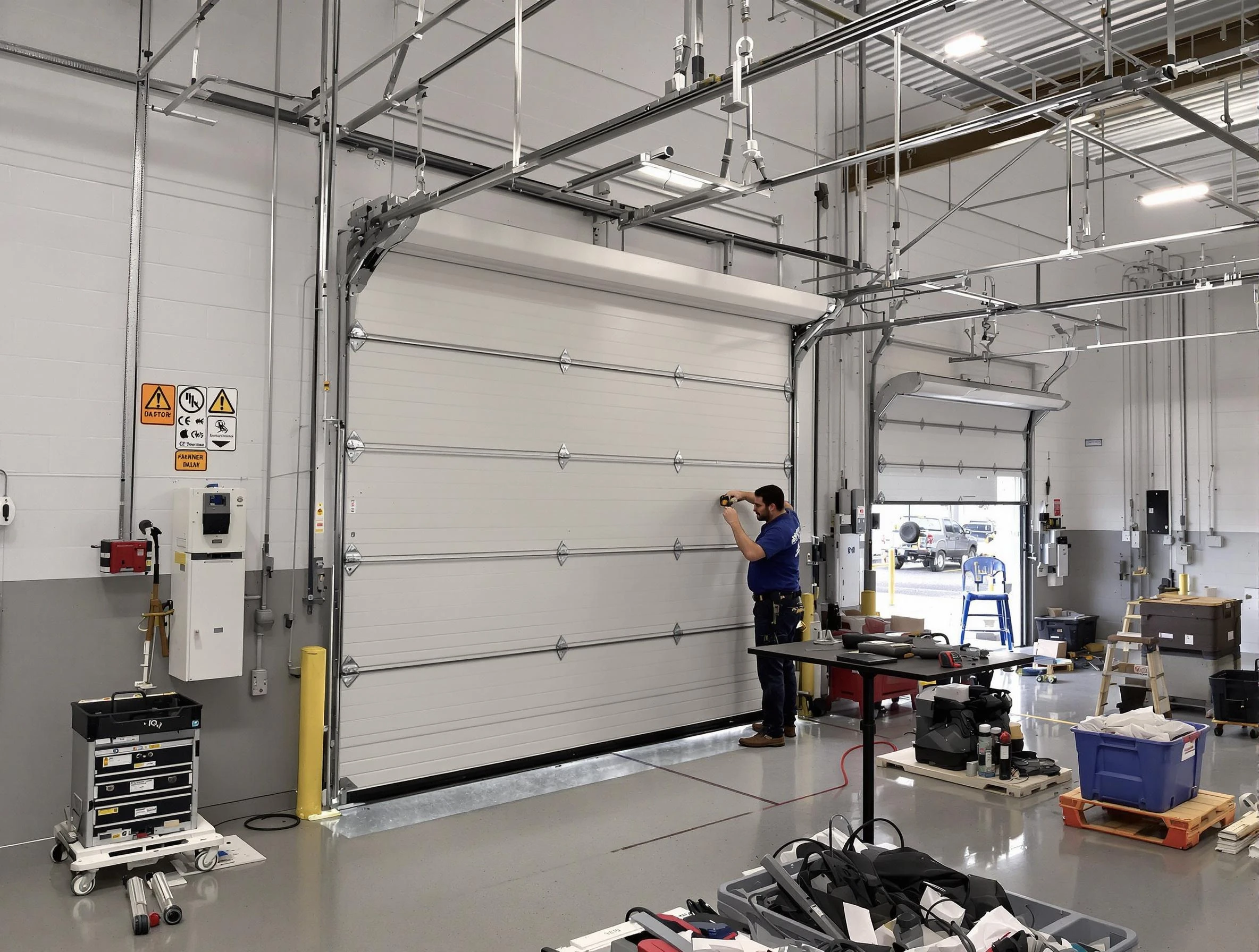 Commercial garage door repair being performed by Phoenix Garage Door Repair expert in Phoenix