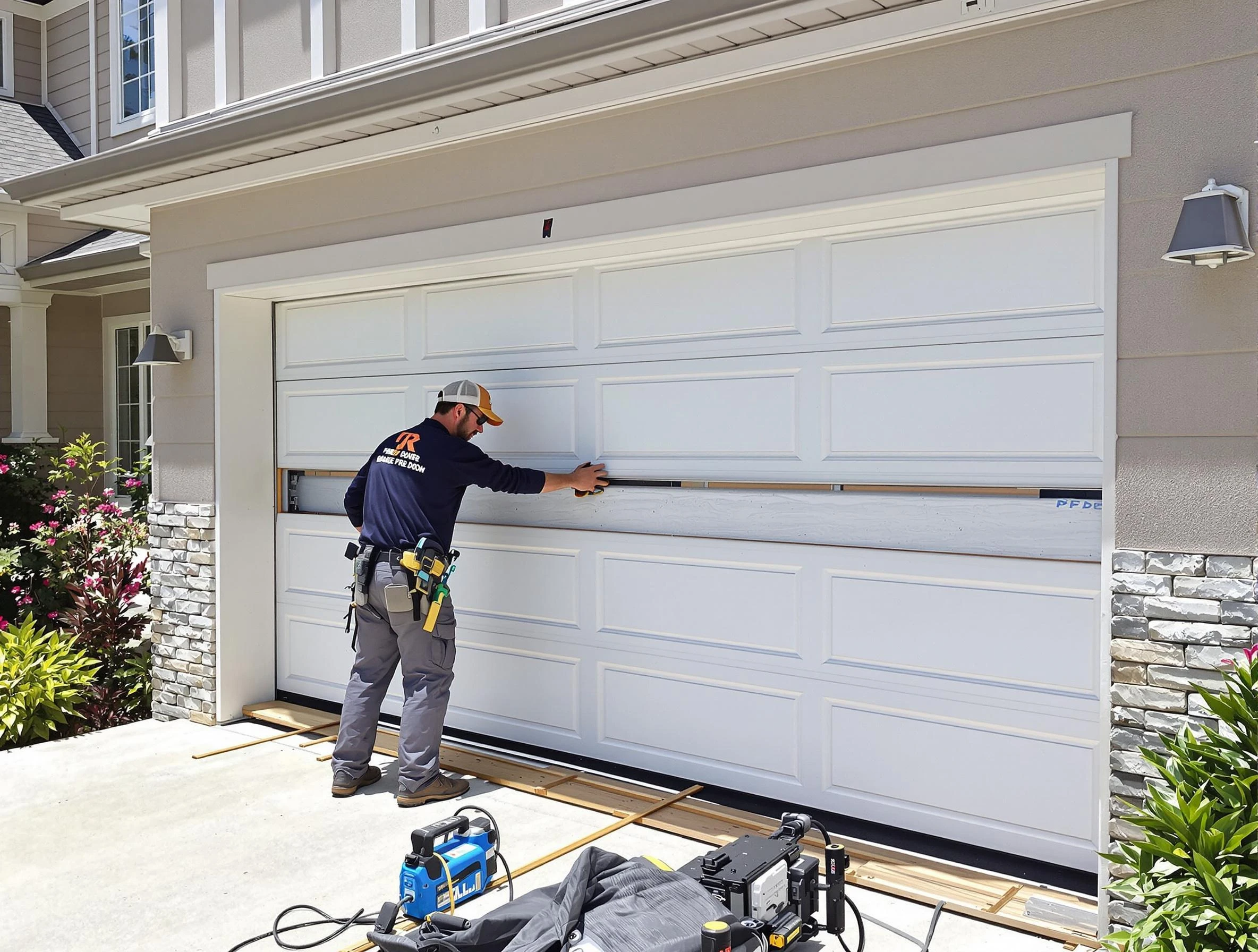 Phoenix Garage Door Repair team performing complete garage door replacement at Phoenix residence