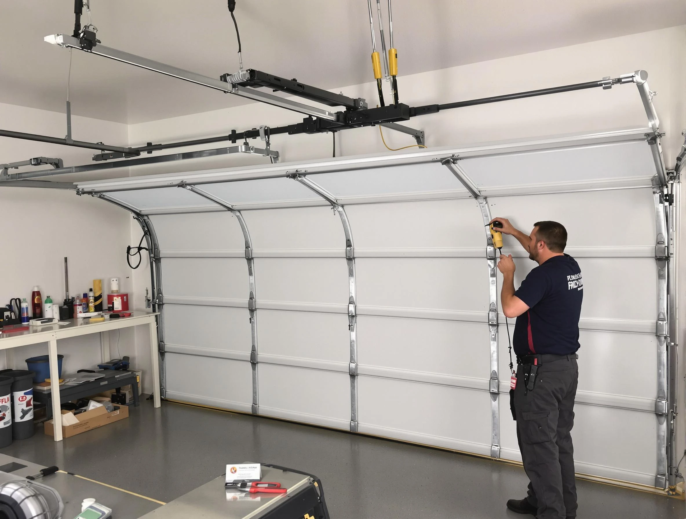Phoenix Garage Door Repair certified technician performing overhead door system repair in Phoenix